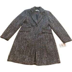 Nine West Women’s Women's Herringbone Coat black white wool blend New S-M